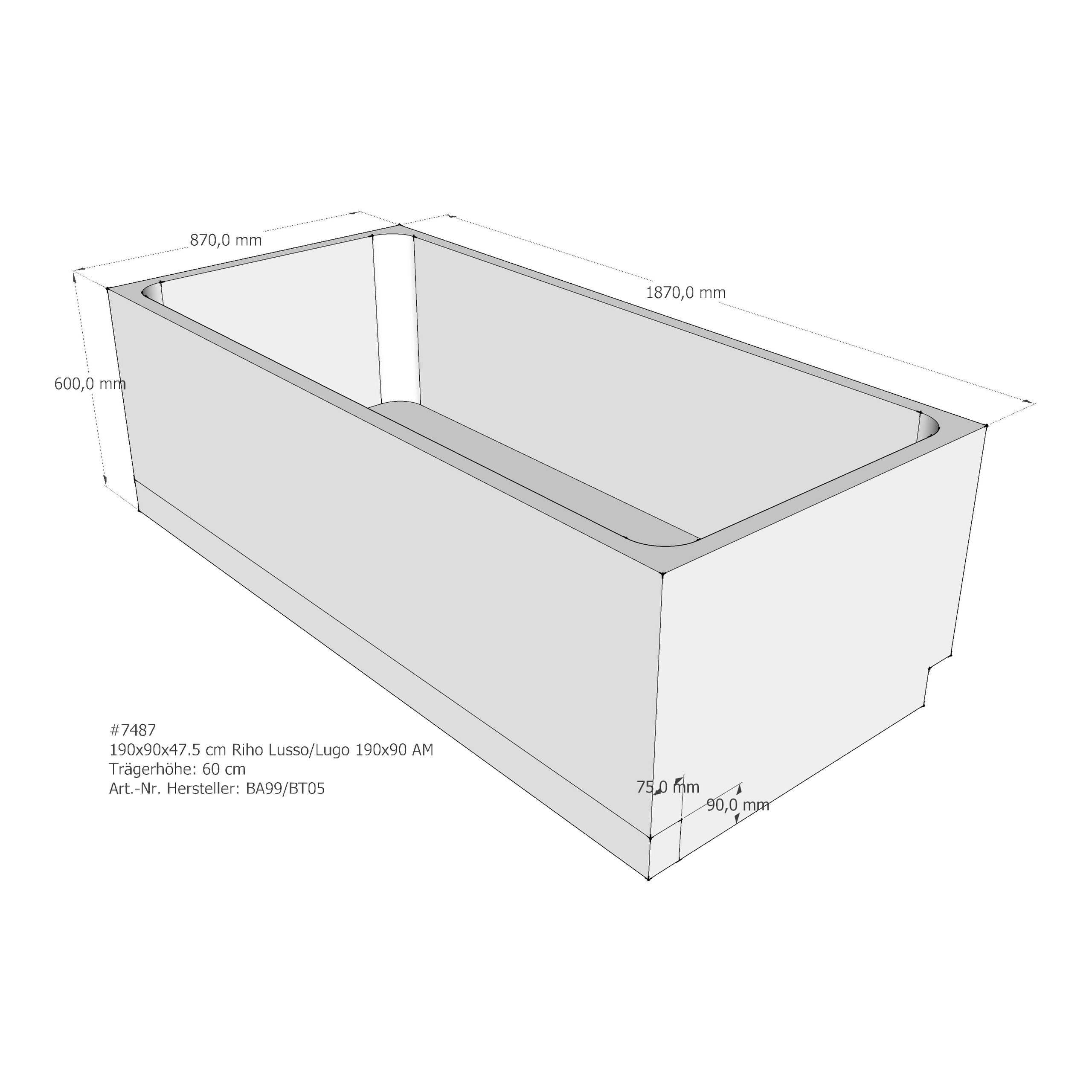 Badewannenträger für Riho Lugo 190 × 90 × 47,5 cm Badewannenträger für Riho Lugo 190 × 90 × 47,5 cm