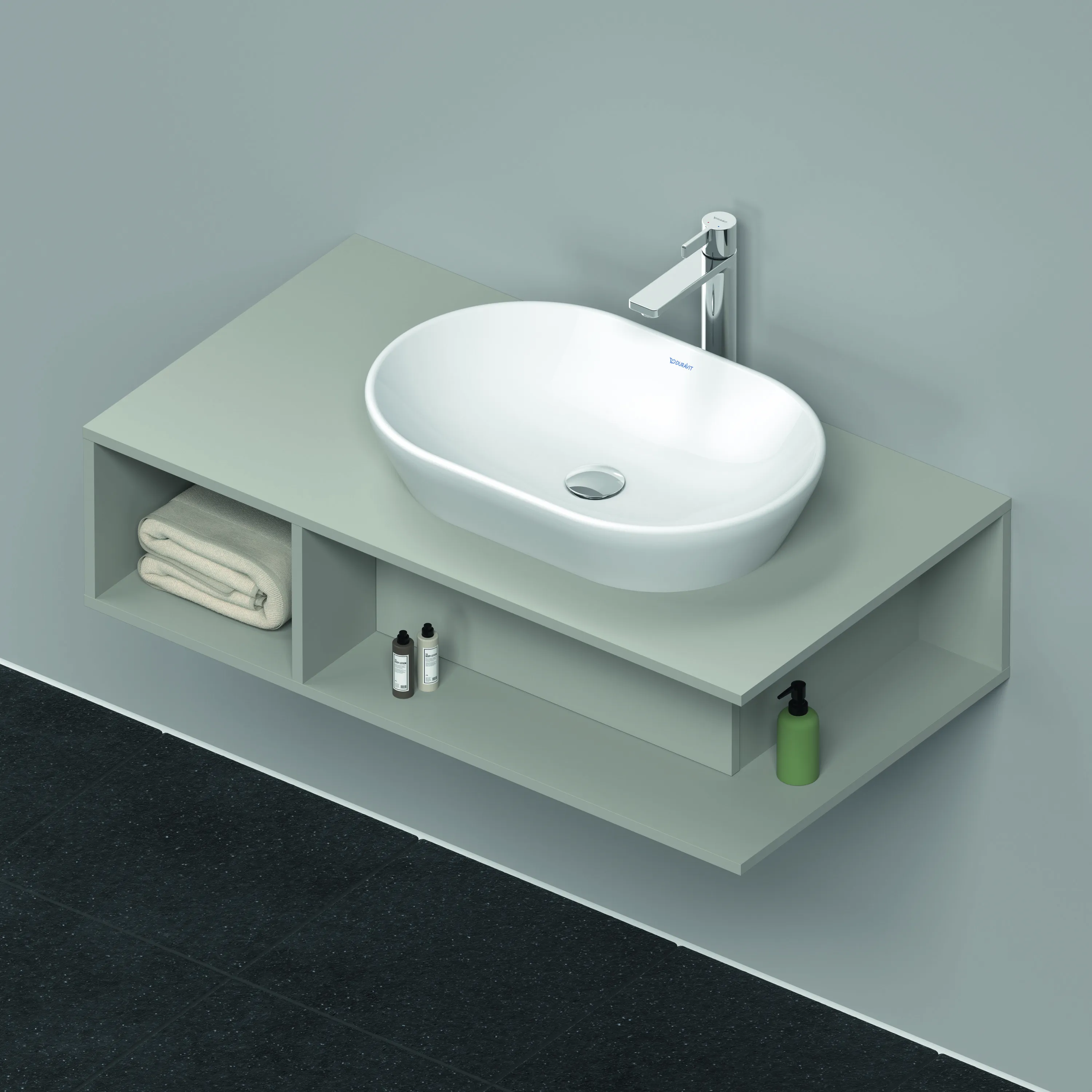 Duravit Waschtischunterschrank wandhängend „D-Neo“ 100 × 26 × 55 cm Betongrau Matt