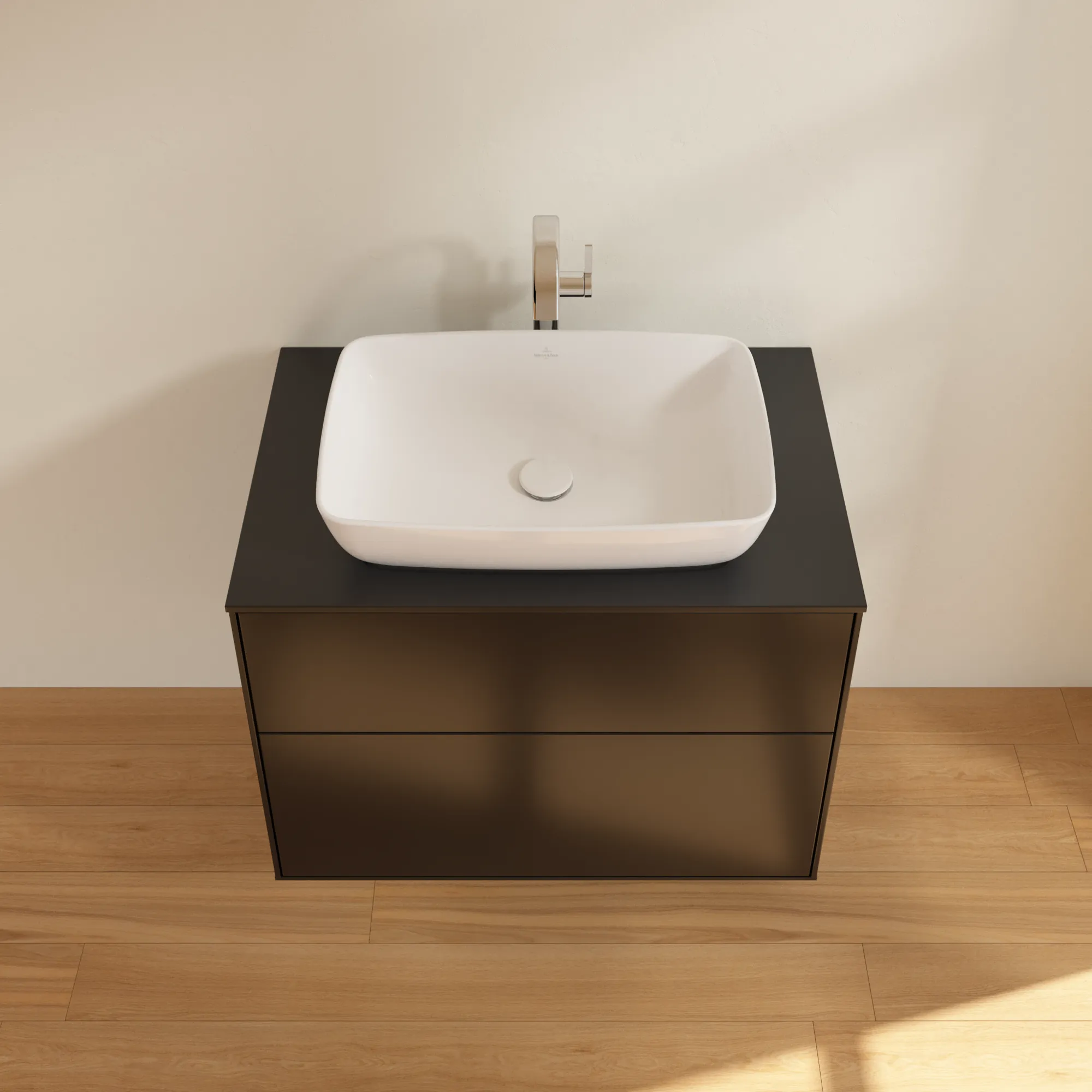 Villeroy & Boch Waschbeckenunterschrank Finion F75, 800 x 603 x 501 mm, Black Matt Lacquer, mit SoftClosing und Push-to-open Funktion Villeroy & Boch Waschbeckenunterschrank Finion F75, 800 x 603 x 501 mm, Black Matt Lacquer, mit SoftClosing und Push-to-open Funktion
