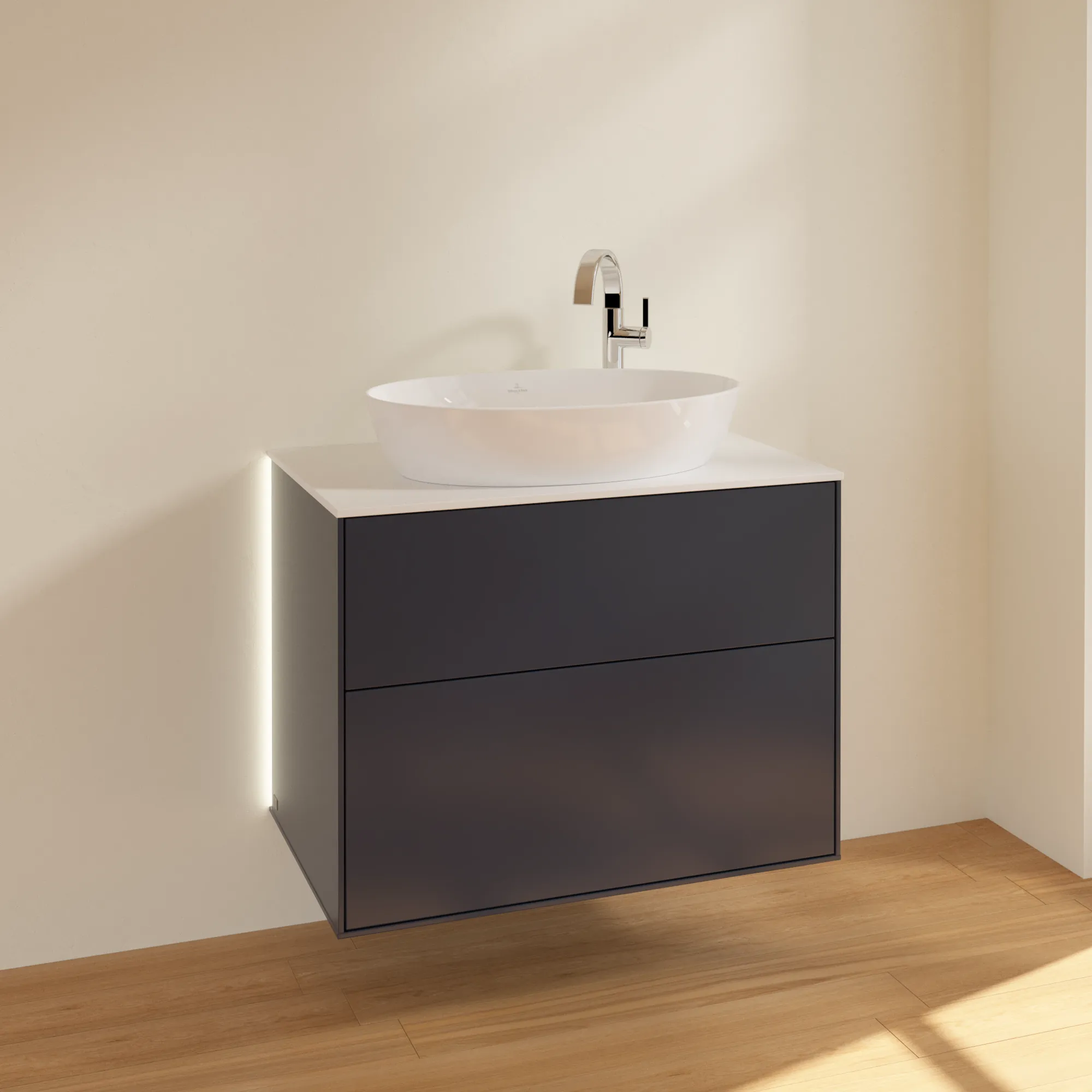 Villeroy & Boch Waschbeckenunterschrank Finion G87100, 800x603x501mm, Midnight Blue Matt Lacquer, mit Beleuchtung und SoftClosing Villeroy & Boch Waschbeckenunterschrank Finion G87100, 800x603x501mm, Midnight Blue Matt Lacquer, mit Beleuchtung und SoftClosing
