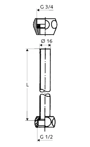 Anschluss-Verrohrungsset Duschpaneel, G 3/4 IG, G 1/2 IG, 500 mm, chrom Anschluss-Verrohrungsset Duschpaneel, G 3/4 IG, G 1/2 IG, 500 mm, chrom