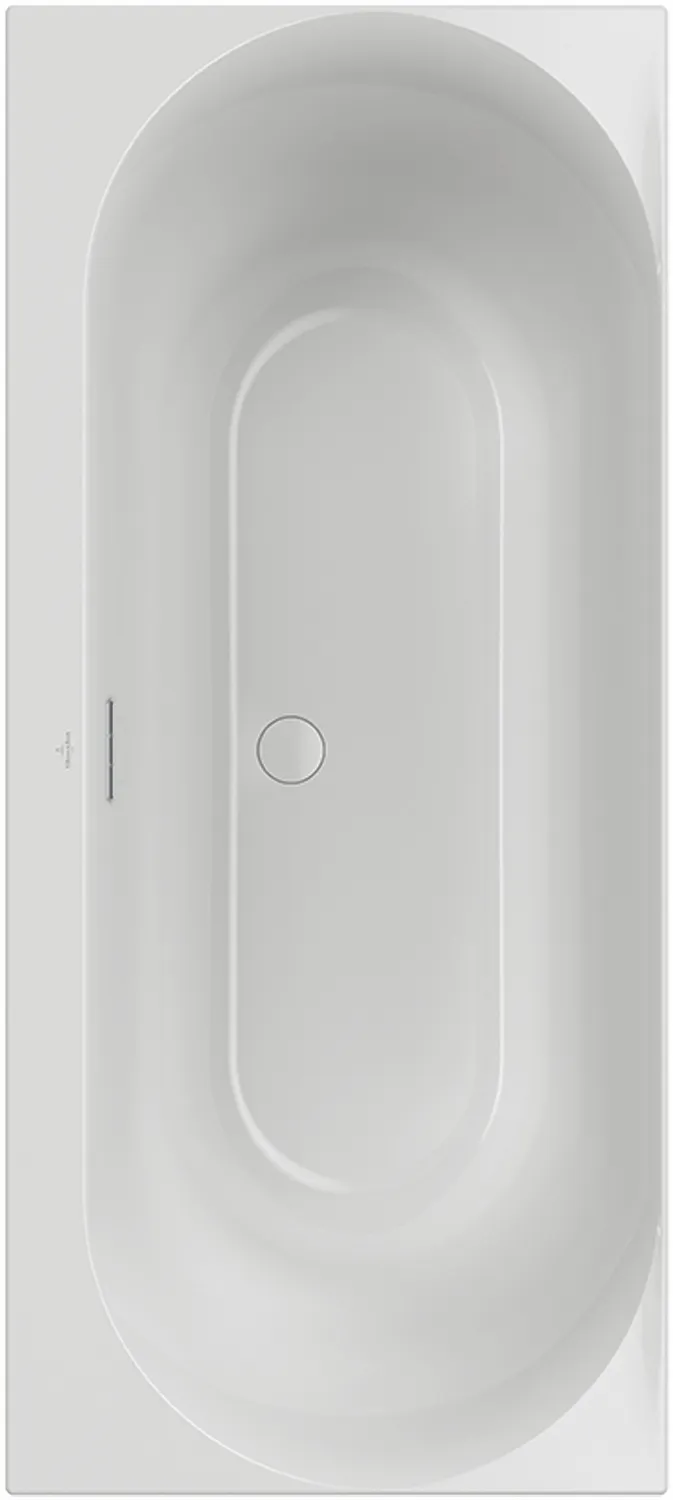 Villeroy & Boch Badewanne mit ovaler Innenform „Loop & Friends“ rechteck 170 × 75 cm, Mittelablauf in Weiß Alpin