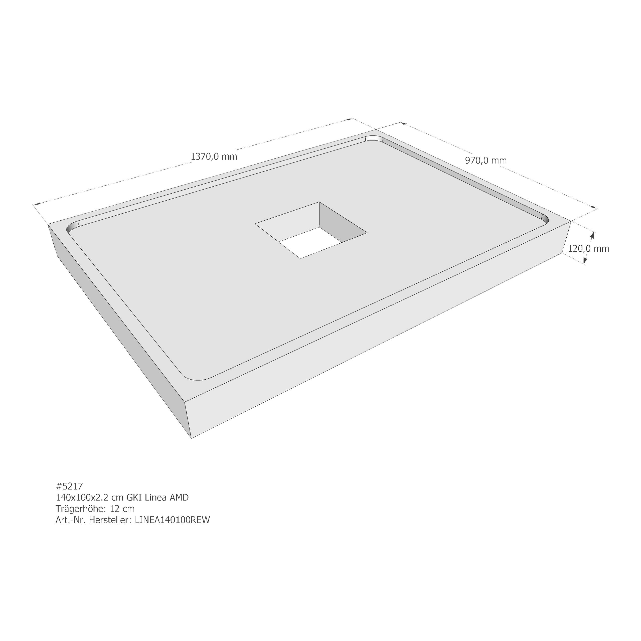 Duschwannenträger für GKI Linea 140 × 100 × 2,2 cm