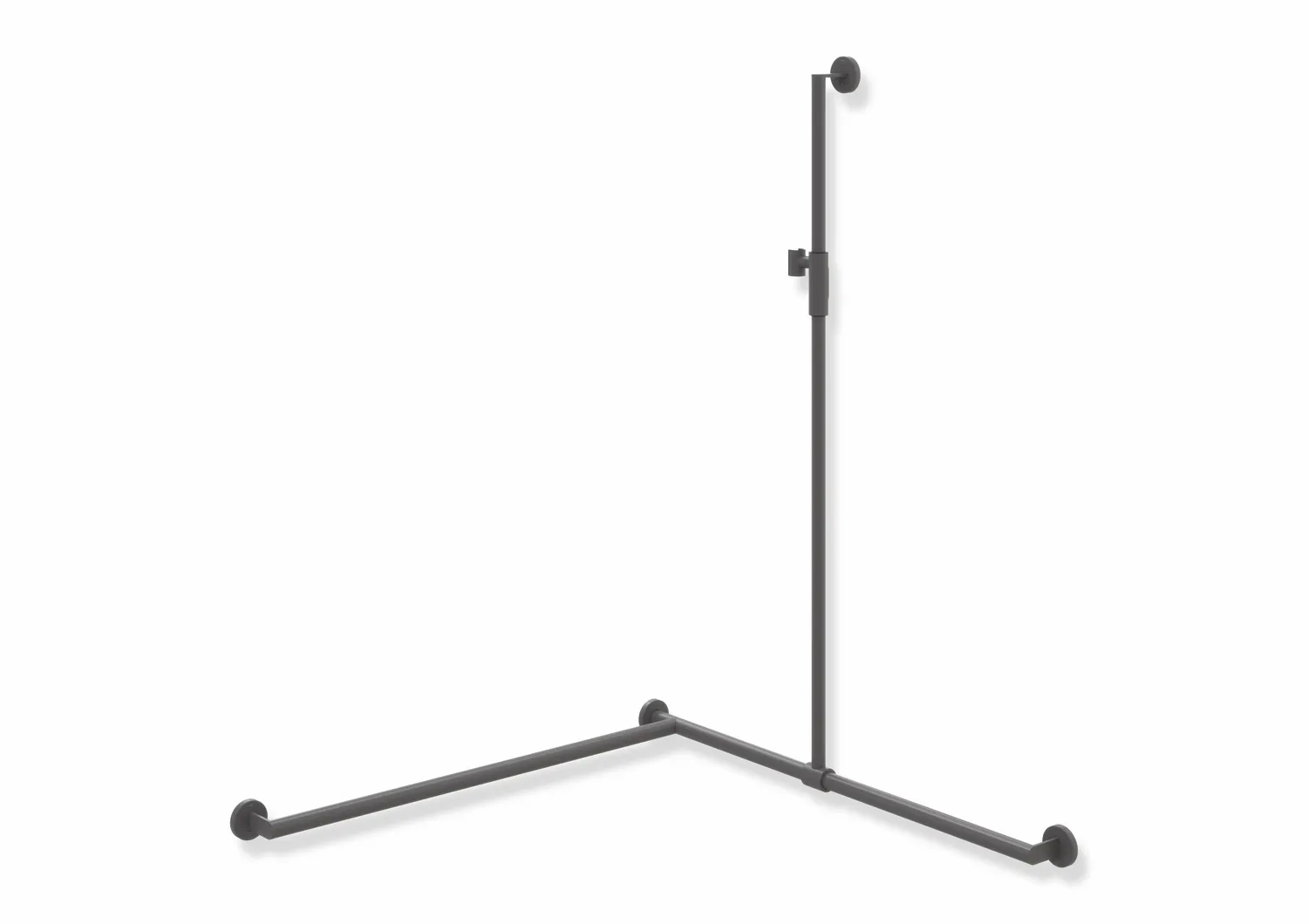 HEWI Duschhandlauf System 900 PG56, links, Dunkelgrau Perlglimmer tiefmatt