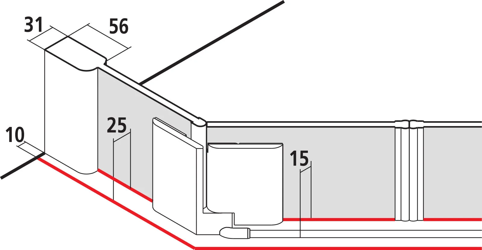 Kermi Duschdesign Fünfeck-Duschkabine mit Pendeltüren mit Festfeldern für ungleichschenklige Wannen „PASA XP“ Glas Klar, Profile Silber Mattglanz, BV: 720 - 870 mm GAK: 705 - 735 mm WE: 730 - 760/880 - 910 mm H: 1850 mm