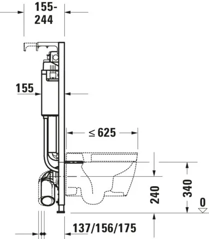 Duravit Vorwand-/Einbauelement für Toilette Installationselement Trockenbau für WC „DuraSystemInstallationselemente“ 114,8 × 50 cm in