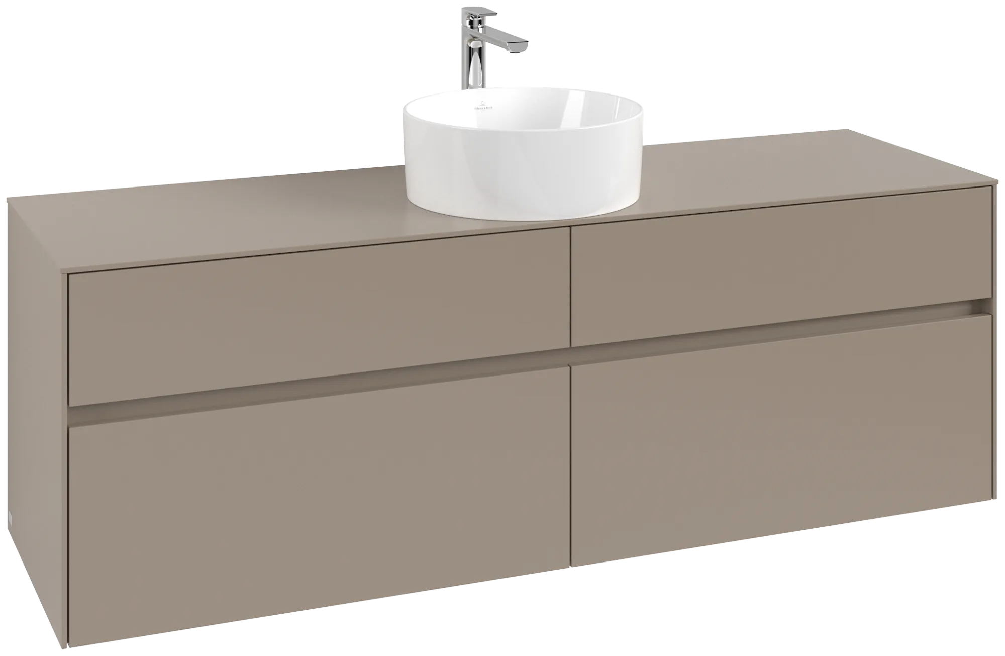 Villeroy & Boch Collaro Waschbeckenunterschrank C049B0, 1600x548x500mm, LED-Beleuchtung, Taupe