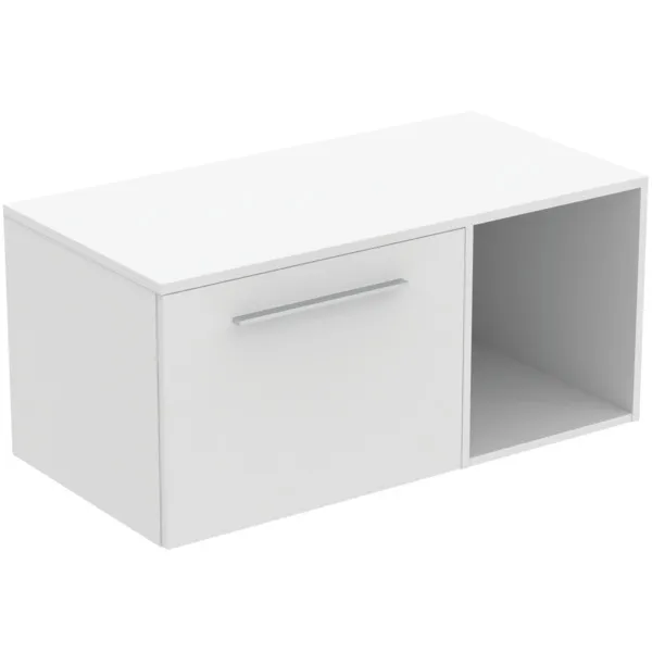 Möbel-Set 100cm i.life B 1 Auszug 1 offenes Fach Griff Chrom Weiß matt