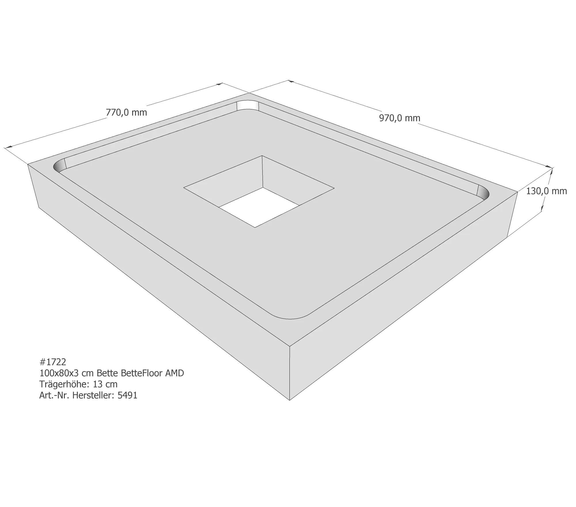 Duschwannenträger für Bette Floor 100 × 80 × 3 cm Breite: 80 cm / Länge: 100 cm Duschwannenträger für Bette Floor 100 × 80 × 3 cm Breite: 80 cm / Länge: 100 cm