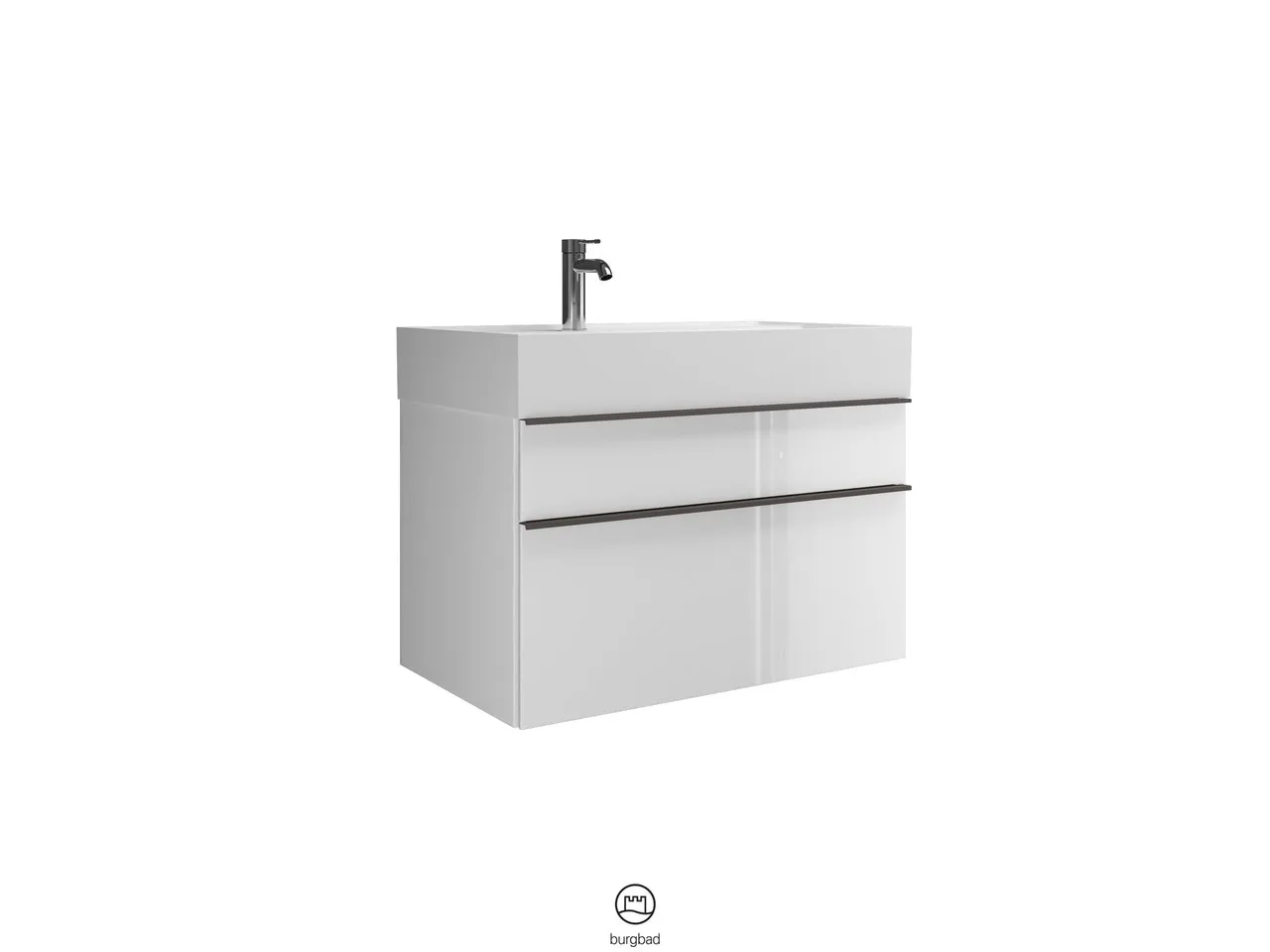 Mi-Waschtisch inkl. WTU Yumo von burgbad – Mineralguss, 470x815x610 mm, 1 Schublade, 1 Auszug, cleanFlow Mi-Waschtisch inkl. WTU Yumo von burgbad – Mineralguss, 470x815x610 mm, 1 Schublade, 1 Auszug, cleanFlow