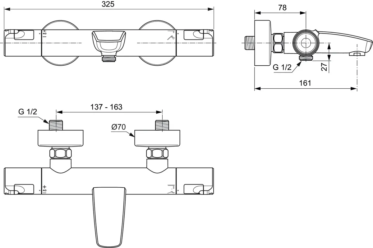 Zweihand-Wannenarmatur „CerathermT50“ Ausladung 161 mm