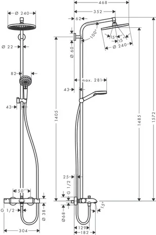 Showerpipe Crometta S 240 für Wanne chrom mit Thermostat