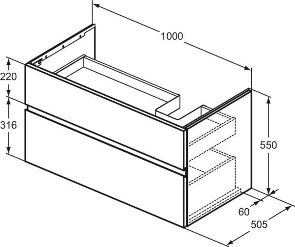Ideal Standard Möbelwaschtischunterschrank Finesse 1000x505x550mm Greige matt Ideal Standard Möbelwaschtischunterschrank Finesse 1000x505x550mm Greige matt