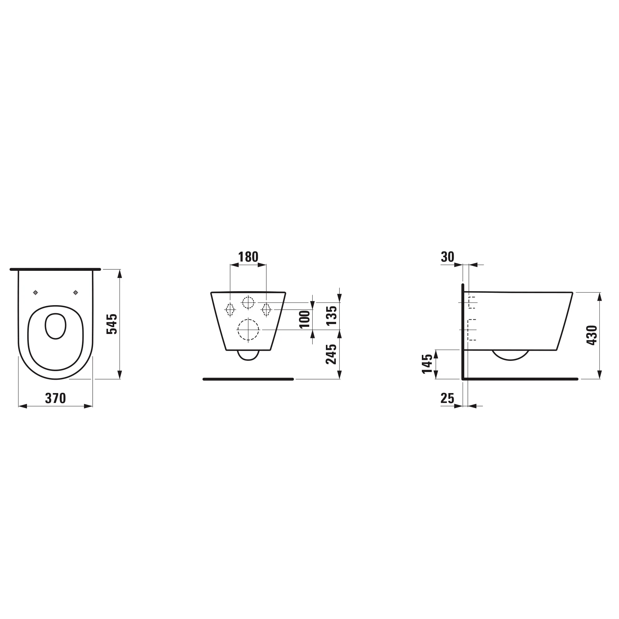 Wand-WC, Kartell • 545x370x340, Silent-Flush, Tiefspüler, spülrandlos, Weiß