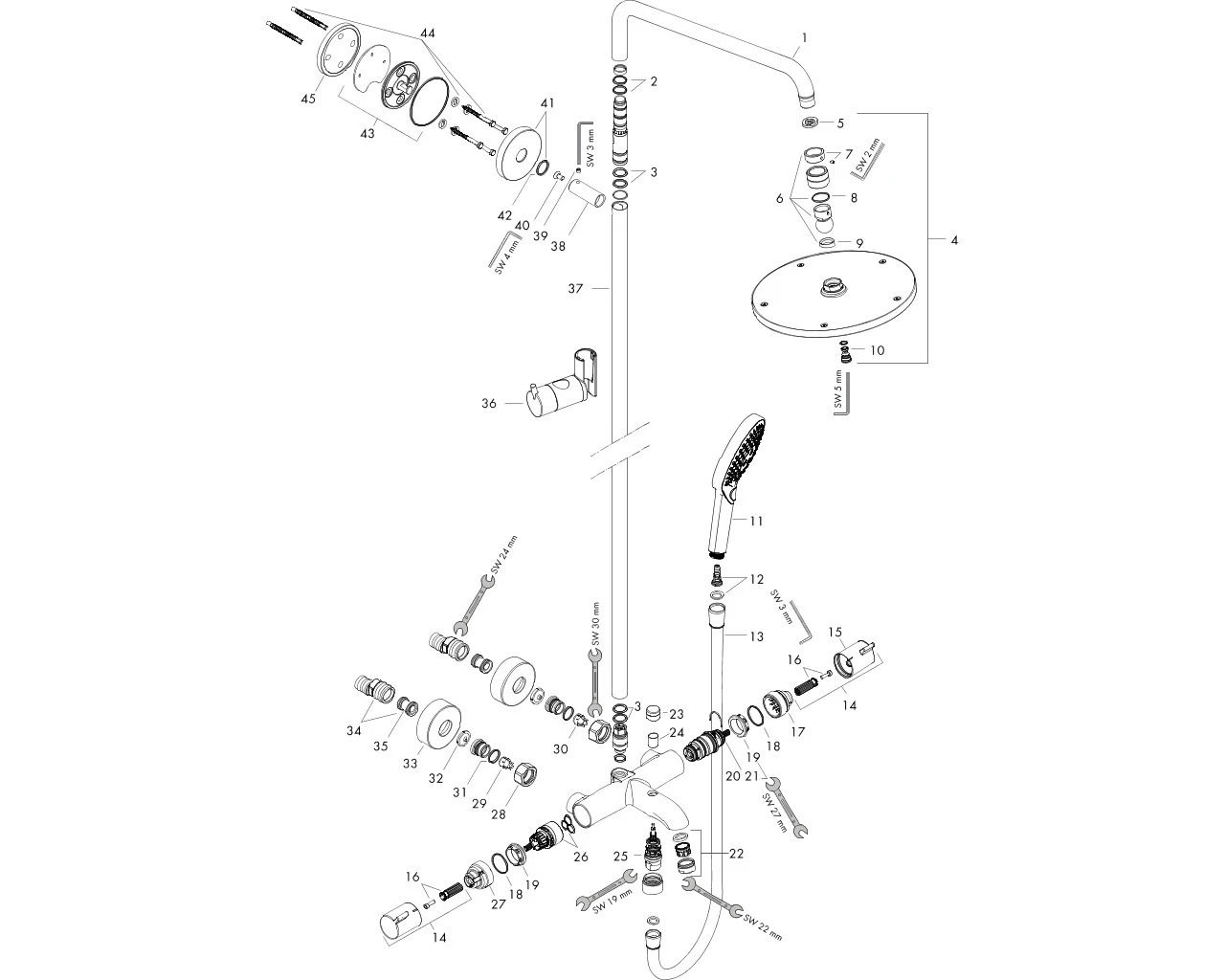 Showerpipe Raindance Select Wanne chr.Kopfbrause Raindance Air 1jet 240mm