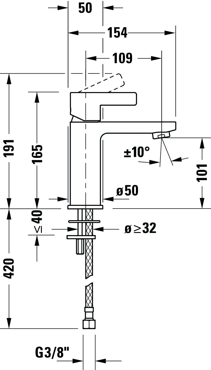 Einhand-Waschtischarmatur „D-Neo“ Ausladung 109 mm in Chrom Einhand-Waschtischarmatur „D-Neo“ Ausladung 109 mm in Chrom