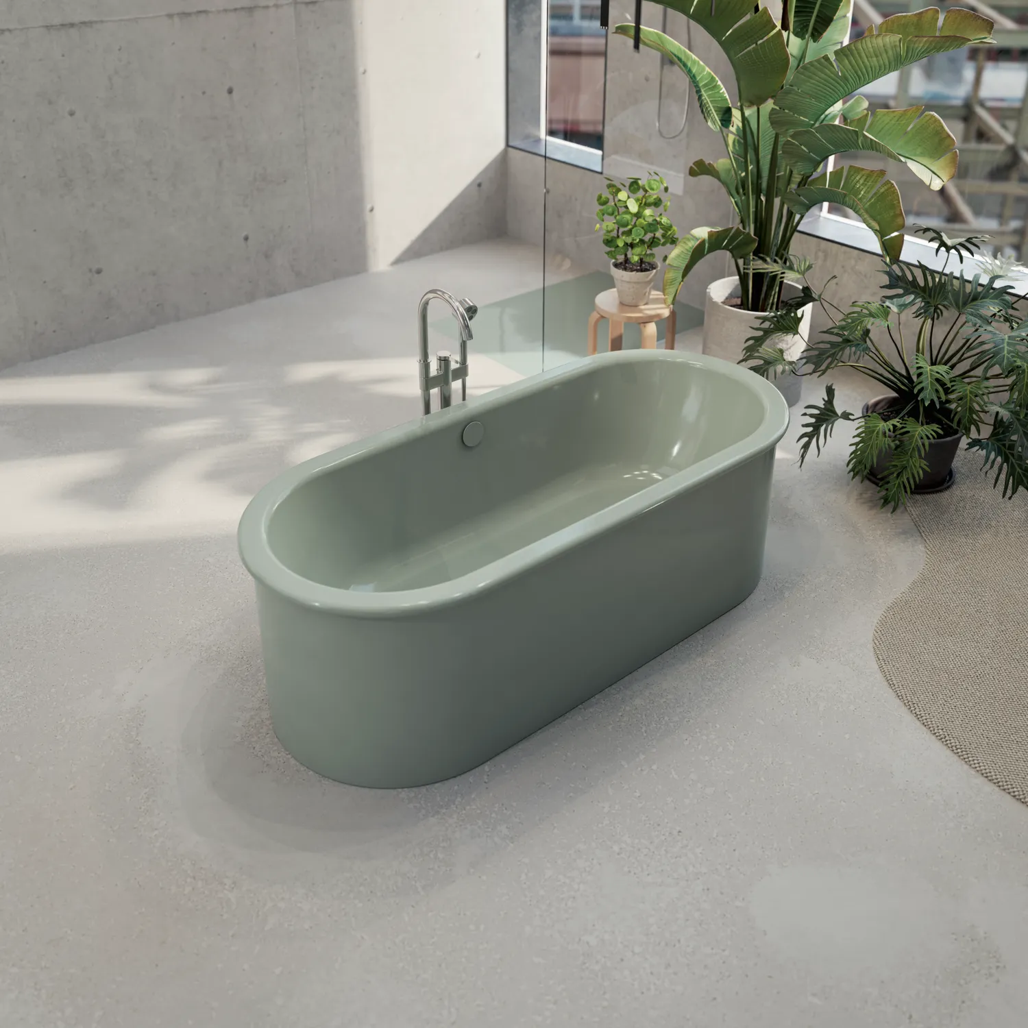 BetteSuno Oval Badewanne, 1775 x 775 x 420 mm, Cashmere, glasierter Titan-Stahl, Freistehend, 2-Sitzer