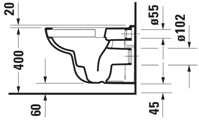 Wand-WC D-Code 545mm, weiß rimless, Tiefspüler, 4,5Liter