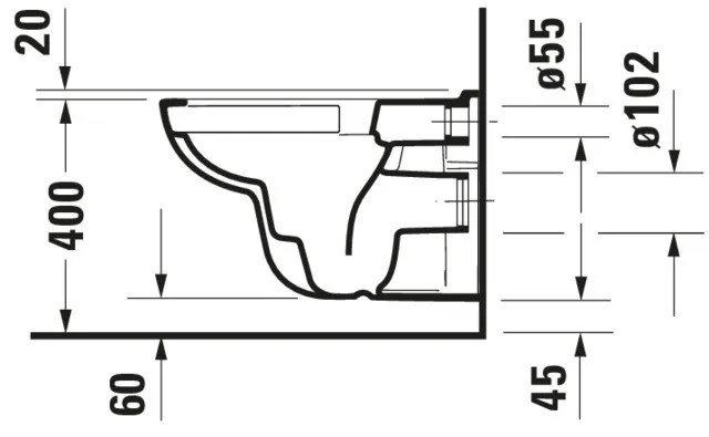 Wand-Tiefspül-WC „D-Code“ 35,5 × 36 × 54,5 cm mit HygieneGlaze, ohne Spülrand