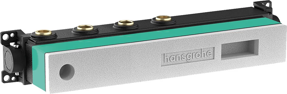 Hansgrohe RainSelect Grundkörper für 2 Verbraucher – schallentkoppelt, horizontal montierbar, DN15/DN20, Rp 3/4, Einbautiefe 87–122 mm