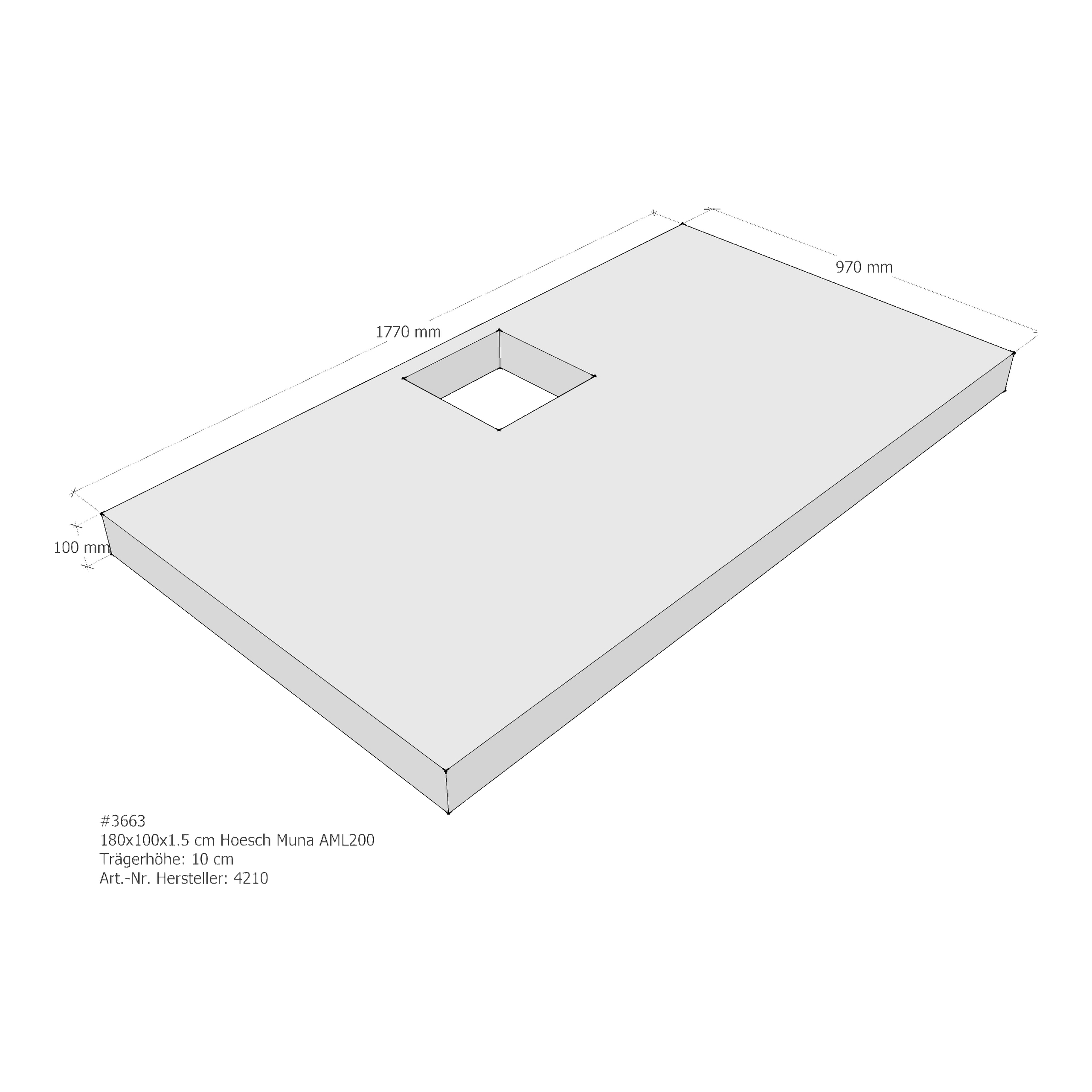 Duschwannenträger Hoesch Muna 180x100x1,5 cm AML200