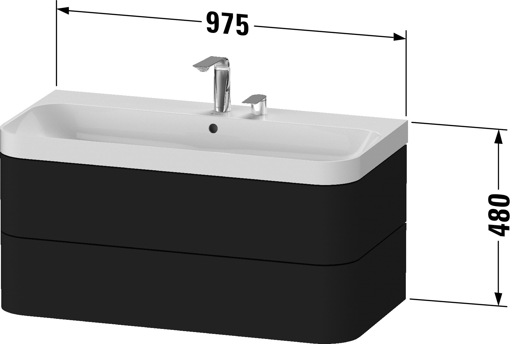 Duravit Waschtischunterschrank c-shaped Set wandhängend „Happy D.2 Plus“ 97,5 × 48 × 49 cm Duravit Waschtischunterschrank c-shaped Set wandhängend „Happy D.2 Plus“ 97,5 × 48 × 49 cm