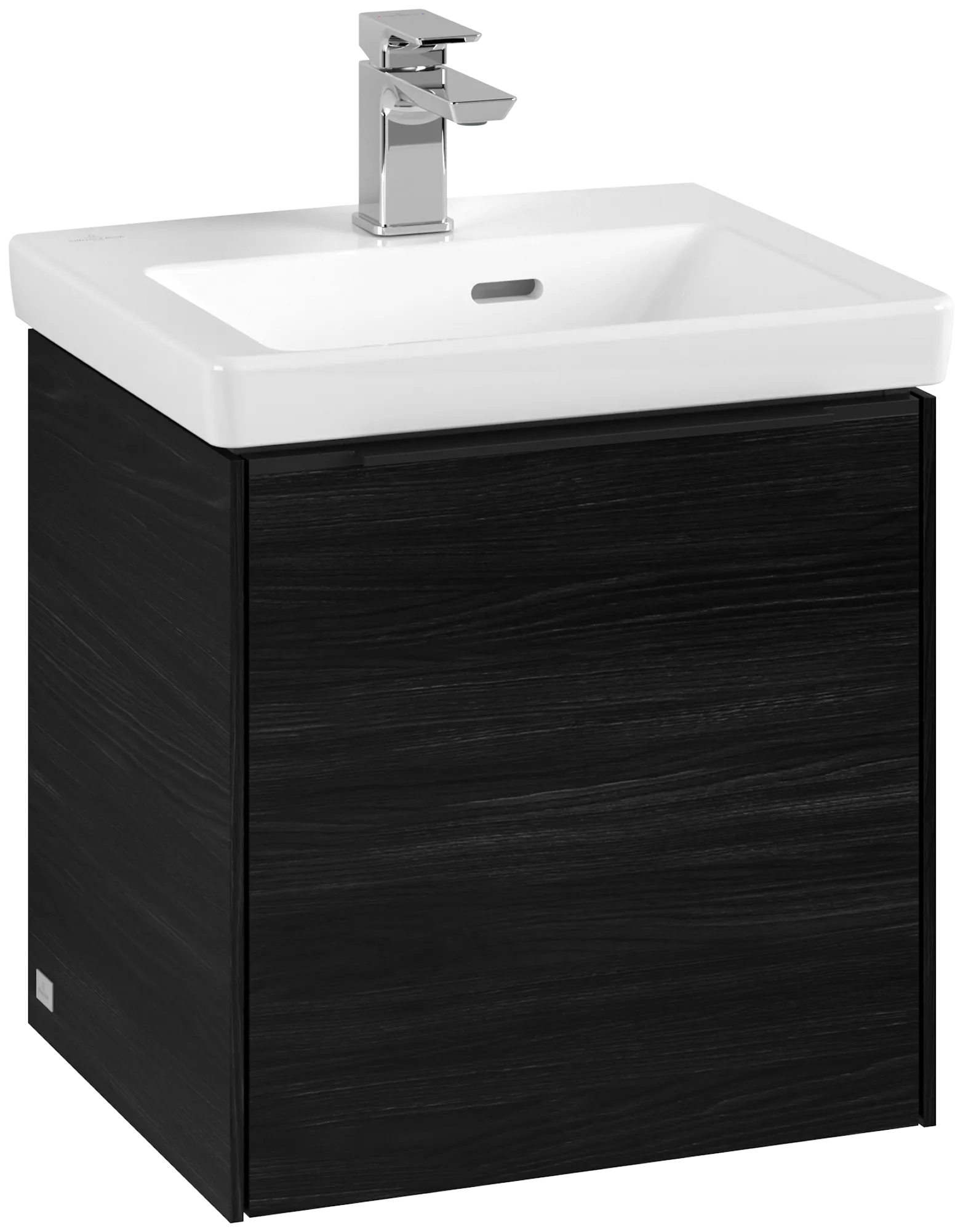 Villeroy & Boch Waschtischunterschrank mit Tür „Subway 3.0“ für Schrankwaschtisch 423 × 429 × 378 mm Black Oak, 1 Tür, für Becken mittig, Anschlag links Villeroy & Boch Waschtischunterschrank mit Tür „Subway 3.0“ für Schrankwaschtisch 423 × 429 × 378 mm Black Oak, 1 Tür, für Becken mittig, Anschlag links