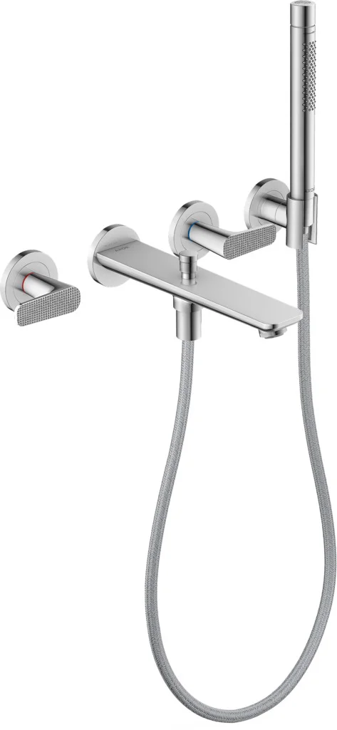 Hansgrohe AXOR Citterio C 3-Loch Wannenarmatur Unterputz Chrom, Ausladung 222 mm, Normalstrahl, Rain/MonoRain-Handbrause, max. Durchfluss 20,1 l/min