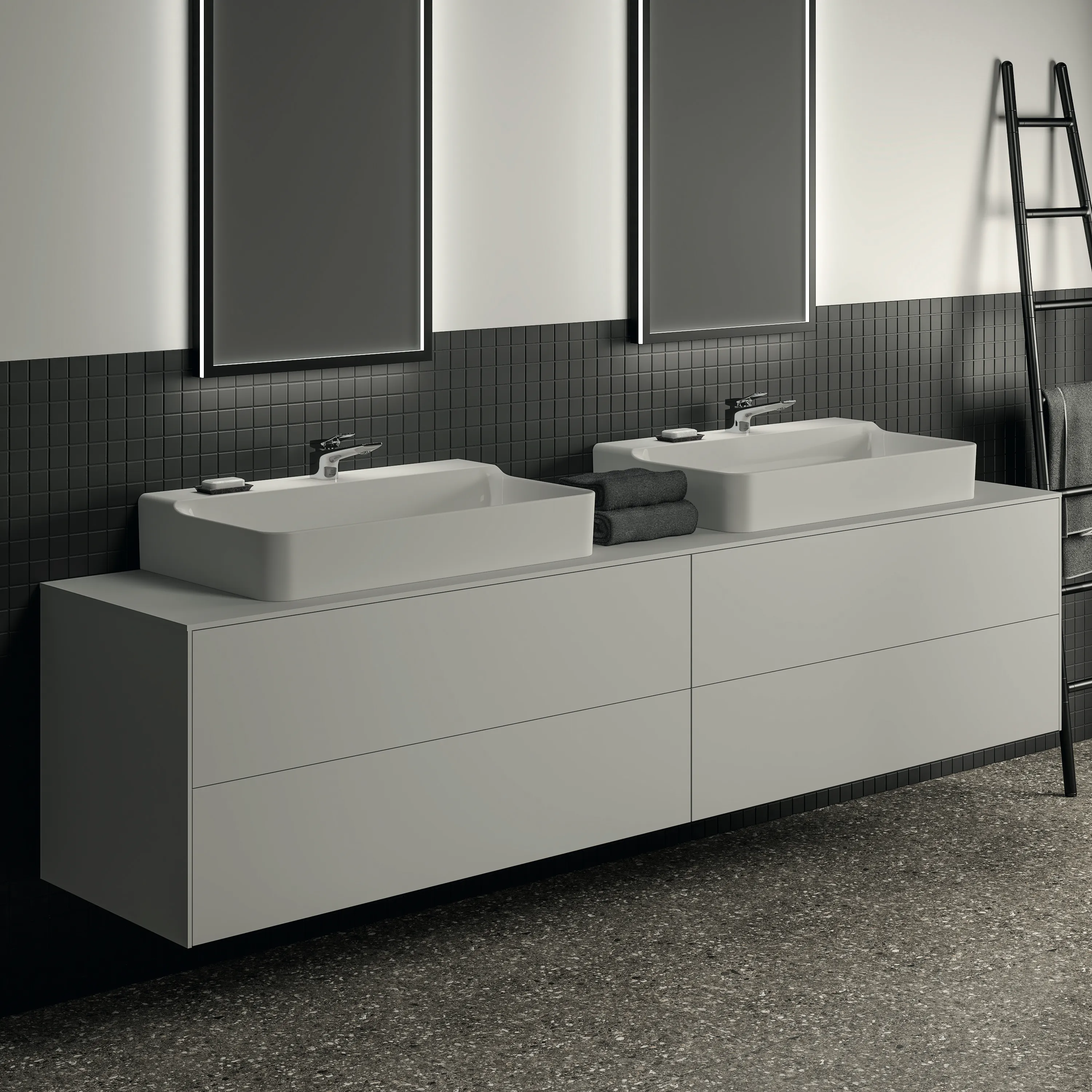 Ideal Standard Waschtischunterschrank „Conca“ 238,7 × 55 × 50,5 cm Weiß matt lackiert Ideal Standard Waschtischunterschrank „Conca“ 238,7 × 55 × 50,5 cm Weiß matt lackiert