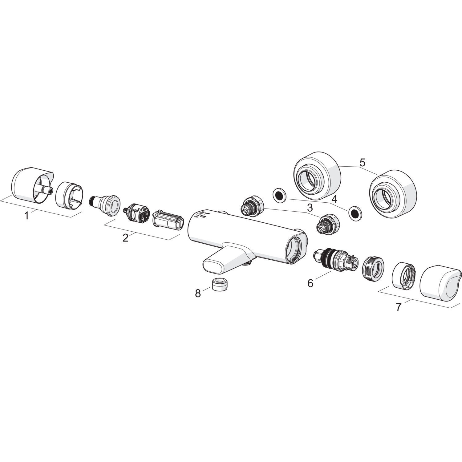 HA Wafü und Brausebatterie HANSACARE 0871 Ausladung 168 mm Chrom