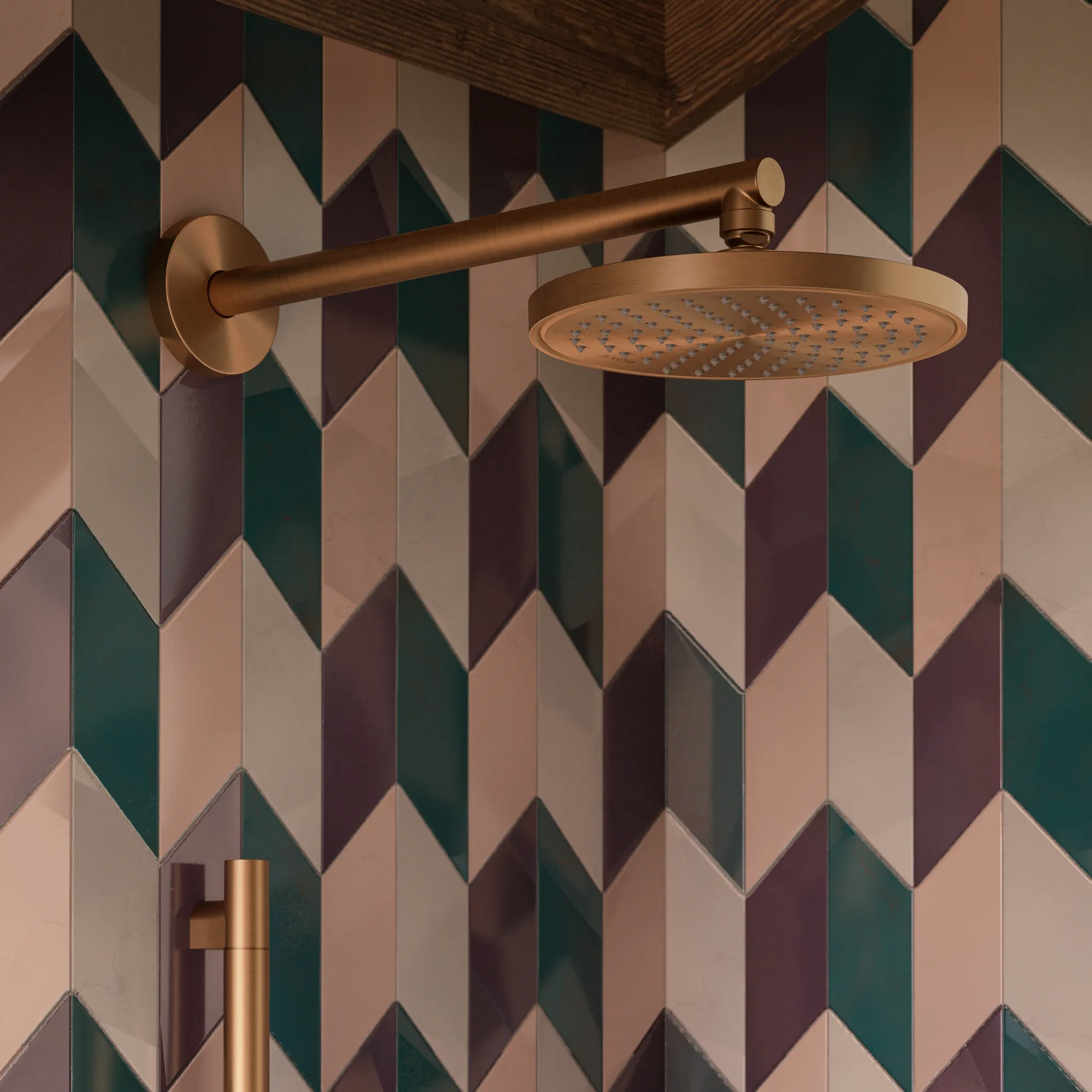 Hansgrohe AXOR ShowerSolutions Kopfbrause 220 1jet Brushed Bronze, verstellbarer Winkel, abnehmbar zur Reinigung, G 1/2 Anschluss Hansgrohe AXOR ShowerSolutions Kopfbrause 220 1jet Brushed Bronze, verstellbarer Winkel, abnehmbar zur Reinigung, G 1/2 Anschluss
