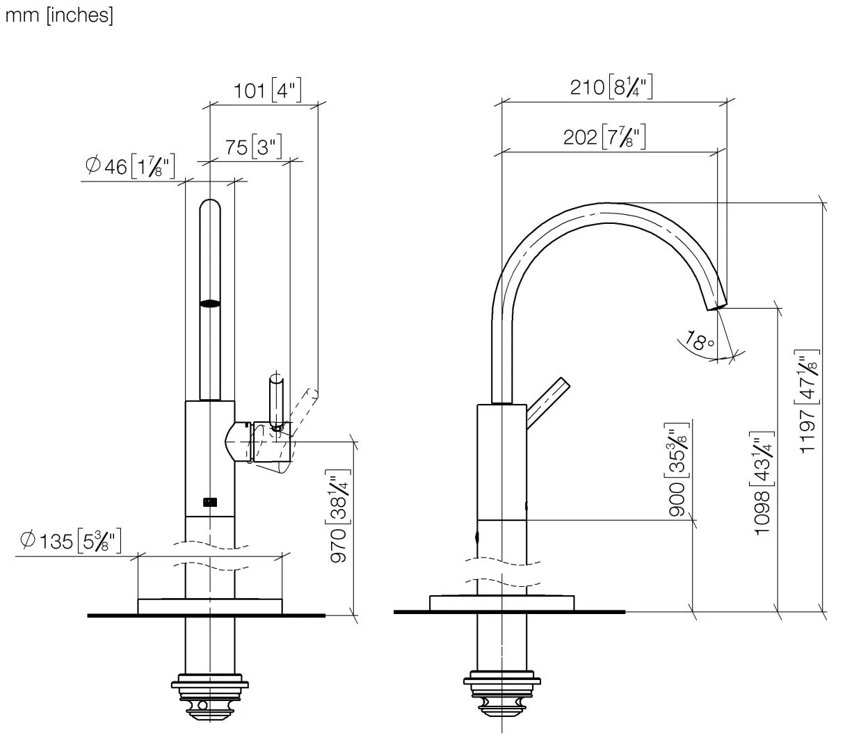 Waschtisch-Einhandbatterie mit Standrohr ohne Ablaufgarnitur META Chrom 22584661