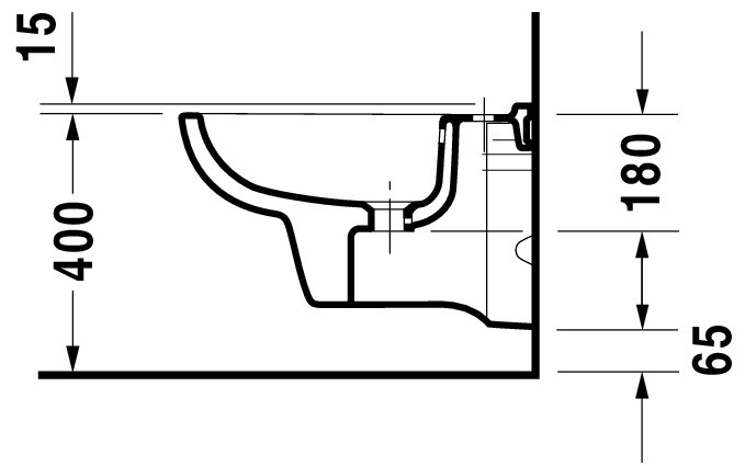 Wand-Bidet D-Code 545 mm mit ÜL, mit HLB, 1 HL, weiß