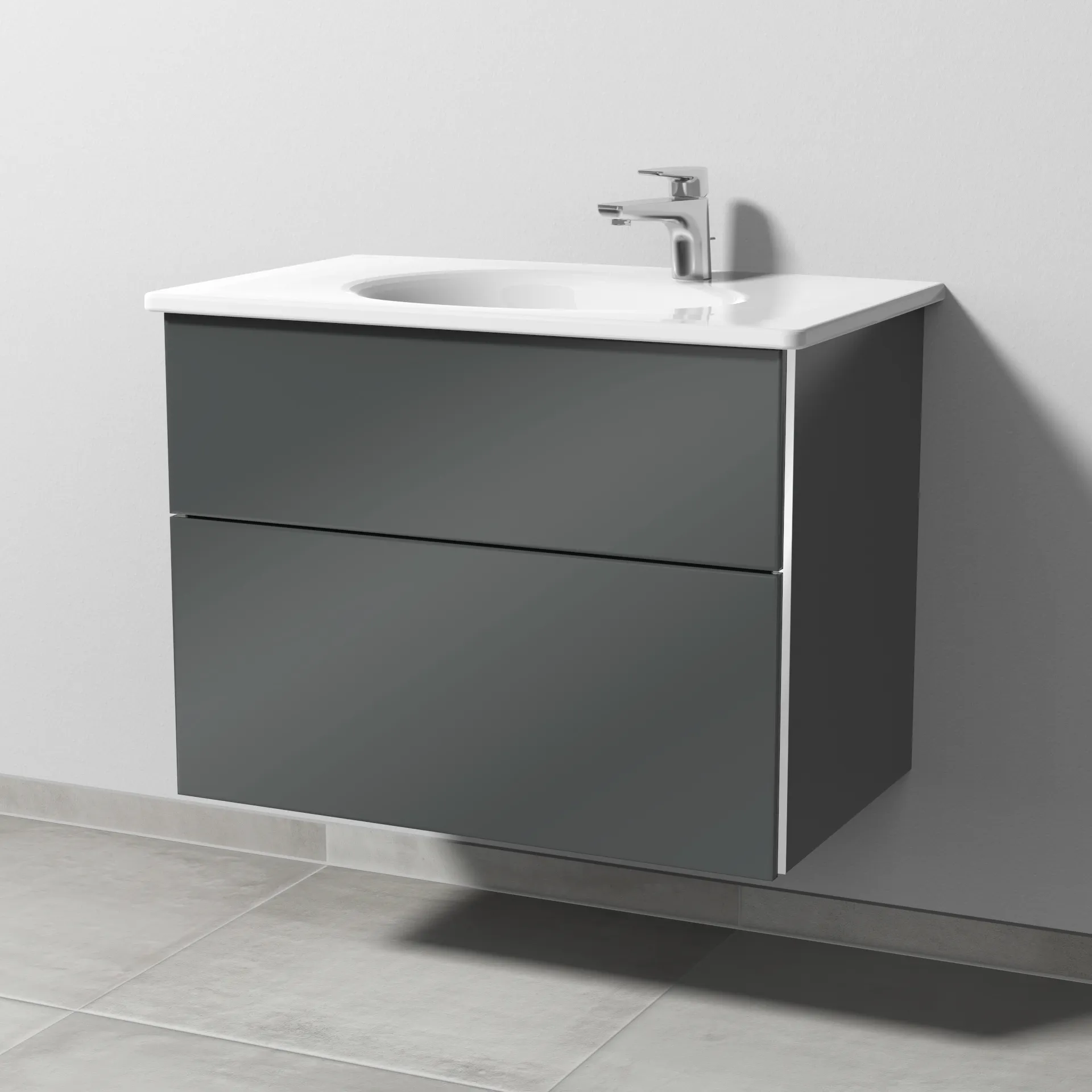Sanipa Waschtischunterschrank „3way“ passend zu Keramik-Waschtische Antao von Villeroy & Boch 755 × 588 × 482 mm in Anthrazit (glanz)