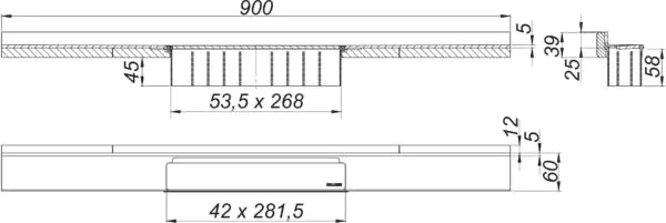 Duschrinne CeraWall Select N Edelstahl poliert, 900 mm Duschrinne CeraWall Select N Edelstahl poliert, 900 mm