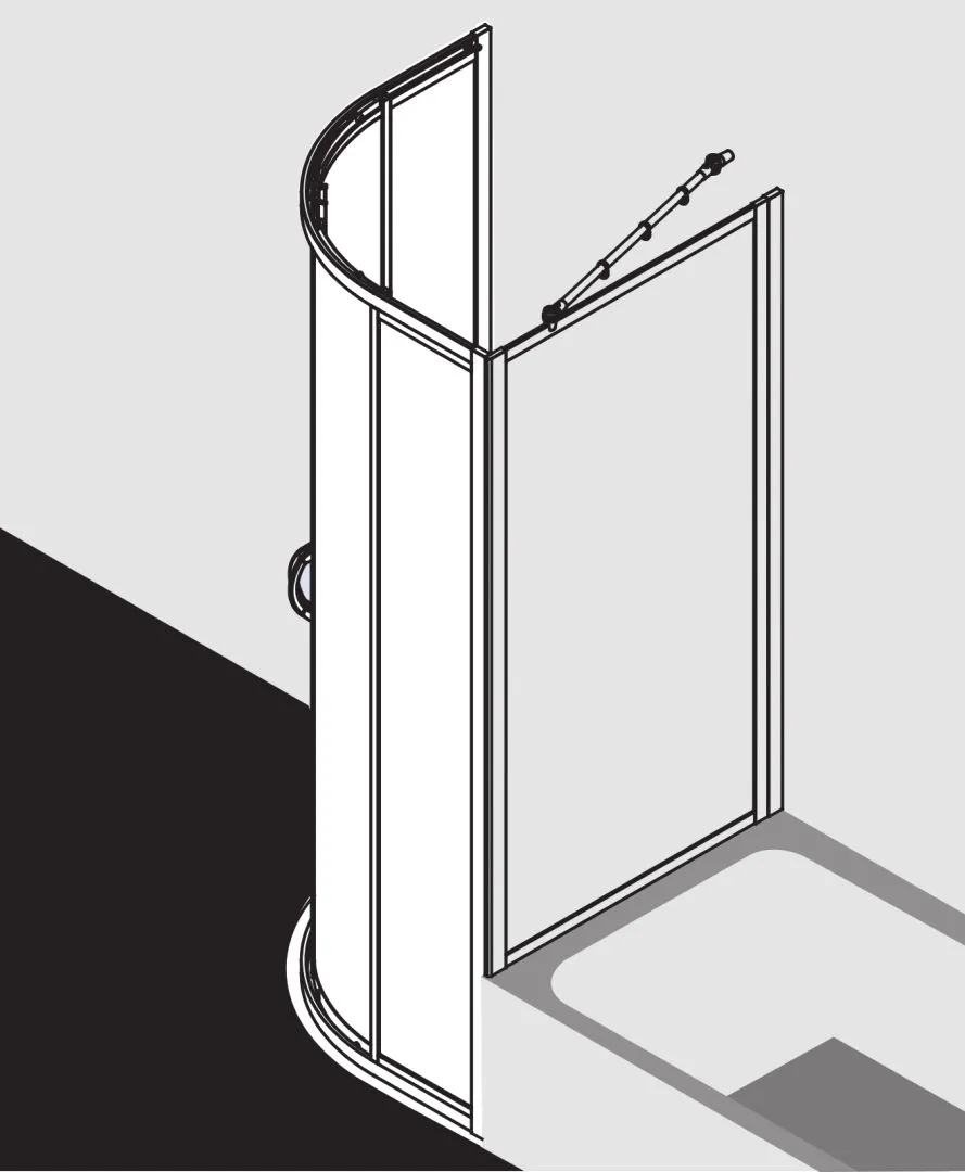 Kermi Duschdesign Viertelkreis-Duschkabine mit Gleittüren für gleichschenklige Wannen „NOVA 2000“ Glas Kerolan Fontana, Profile Weiß (RAL 9016), BV: 975 - 1000 mm WE: 985 - 1010 mm H: 1850 mm