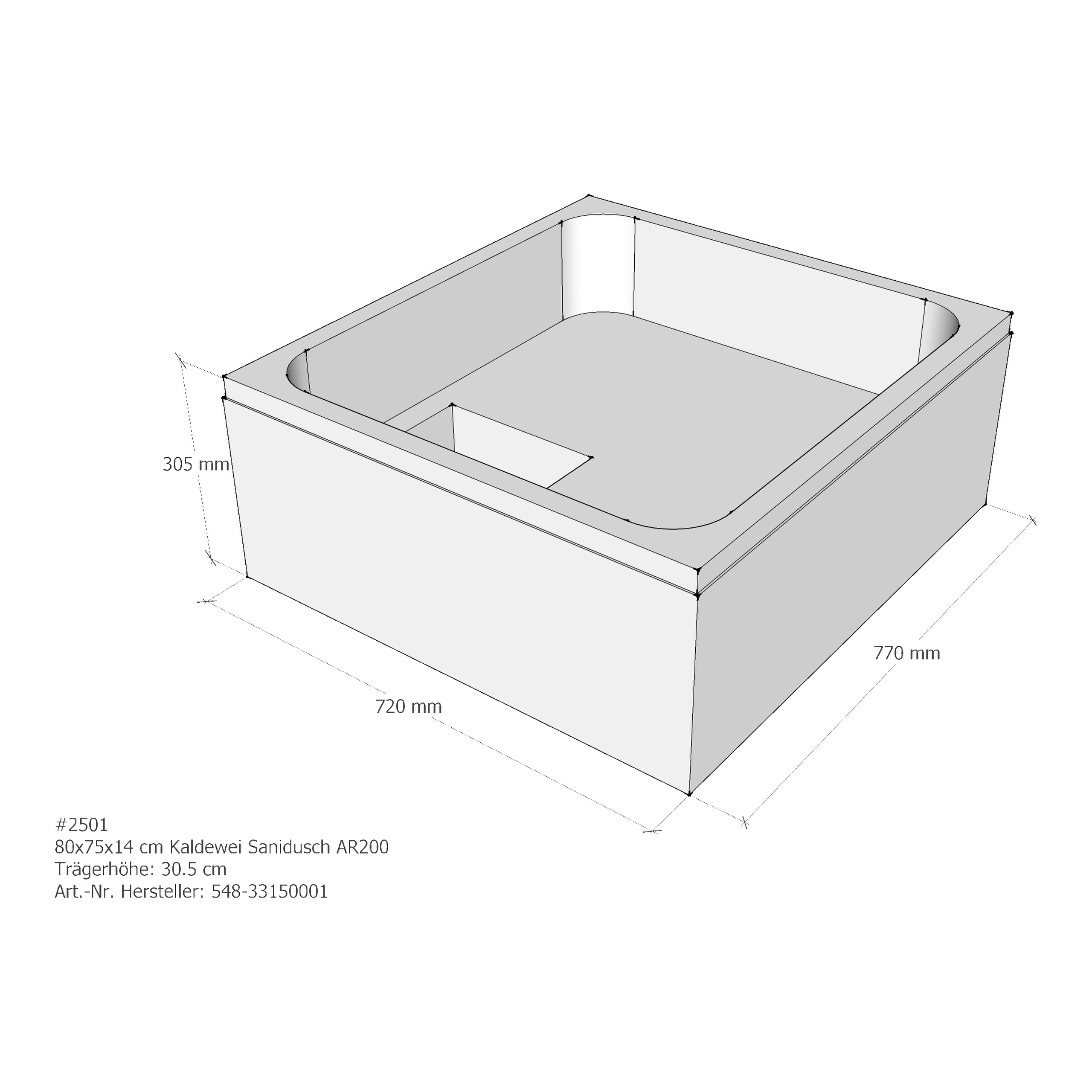 Duschwannenträger für Kaldewei Sanidusch 75 × 80 × 14 cm Duschwannenträger für Kaldewei Sanidusch 75 × 80 × 14 cm