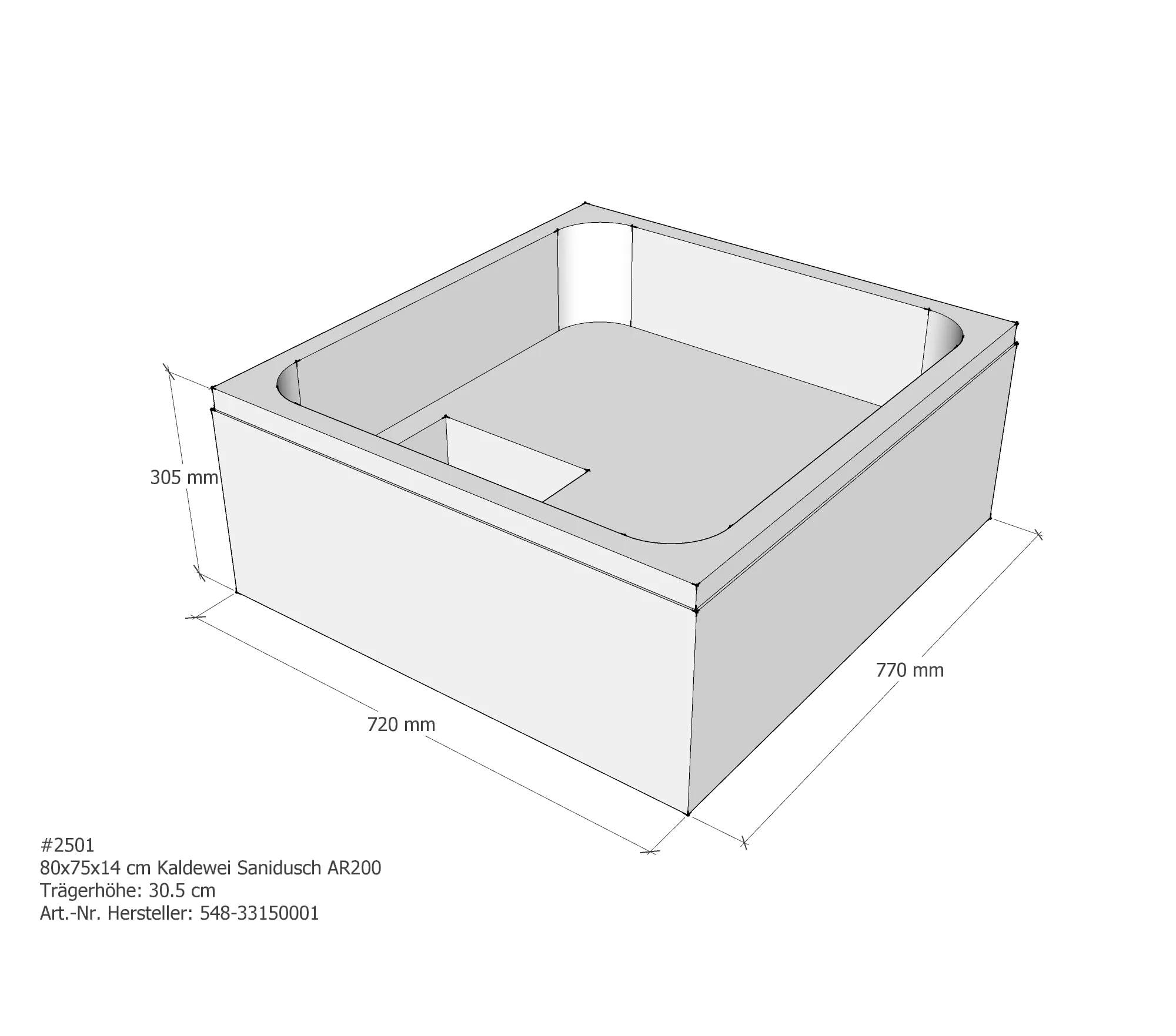 Duschwannenträger für Kaldewei Sanidusch 75 × 80 × 14 cm Duschwannenträger für Kaldewei Sanidusch 75 × 80 × 14 cm