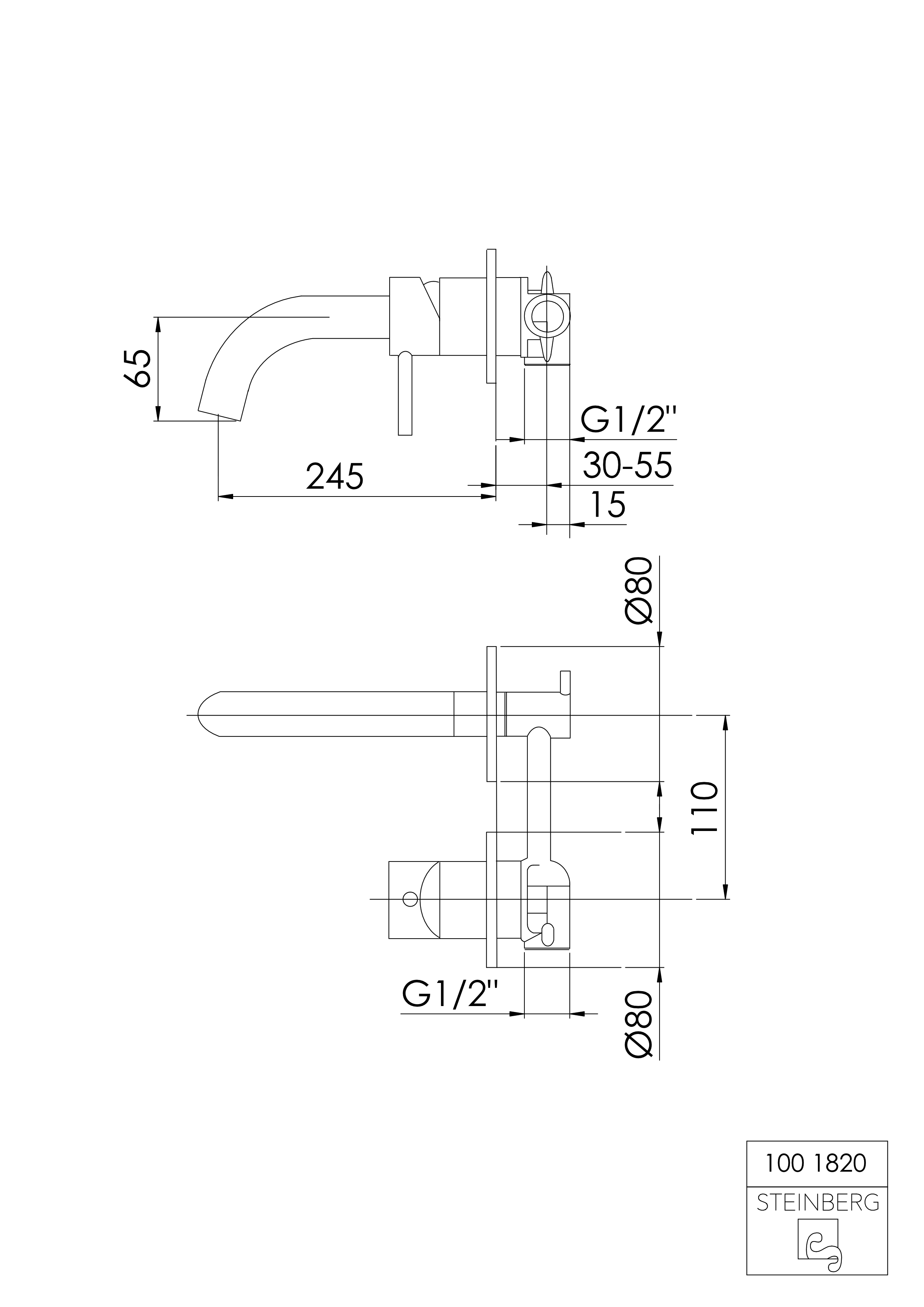 Serie 100 Waschtisch-Einhebelmischbatterie für Wandmontage ohne Ablaufgarnitur, Ausladung: 24,5 cm Serie 100 Waschtisch-Einhebelmischbatterie für Wandmontage ohne Ablaufgarnitur, Ausladung: 24,5 cm