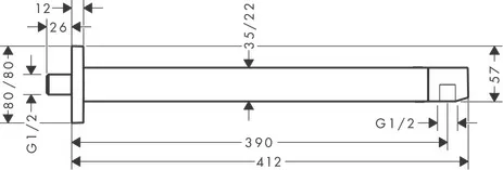 Brausearm E 39 cm, Chrom Brausearm E 39 cm, Chrom