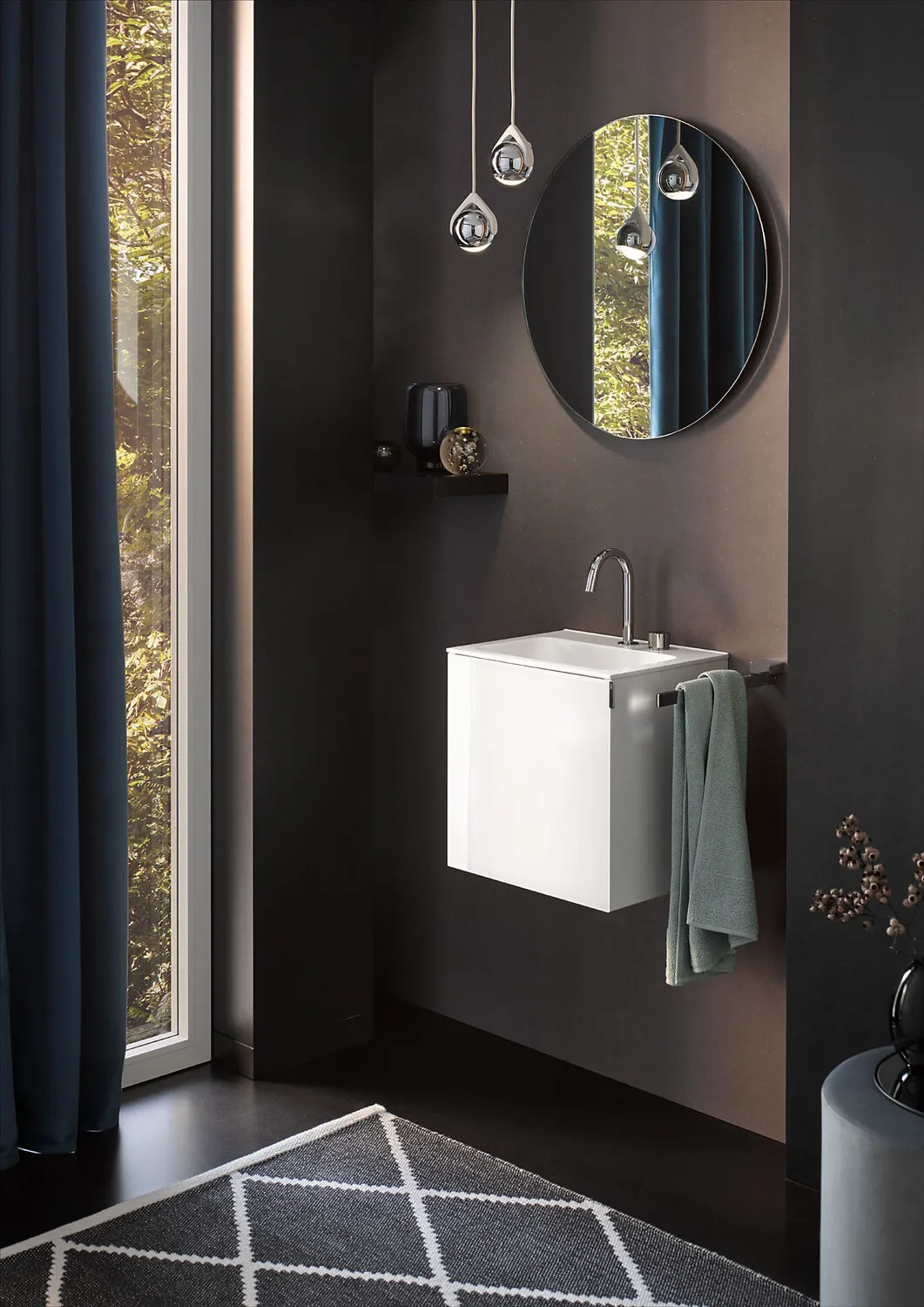 Waschbecken evo, 1x Bohrung, 400 mm, weiss Waschbecken evo, 1x Bohrung, 400 mm, weiss