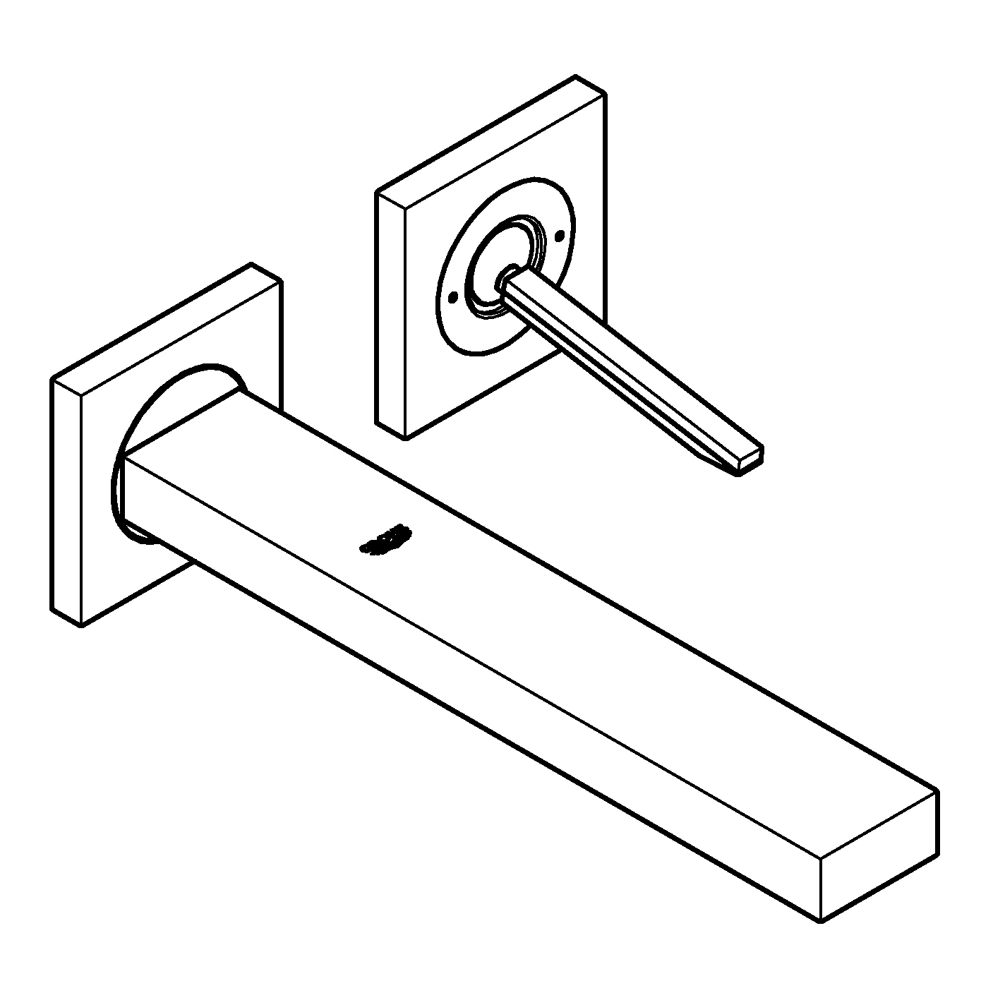 2-Loch-Waschtischbatterie Eurocube Joy 19998, Wandmontage, Fertigmontageset für 23 429, Ausladung 230 mm, chrom