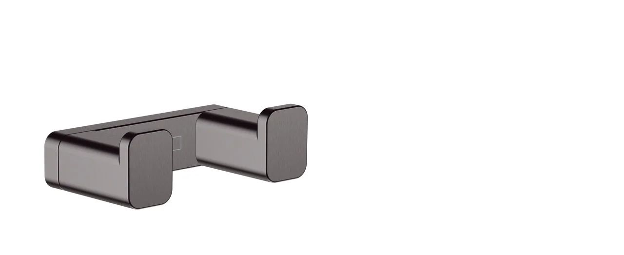 Hansgrohe AddStoris Q Doppelhaken Brushed Black Chrome Wandmontage Metall verdeckte Befestigung Bohrabstand 50 mm Durchmesser Bohrloch 6 mm