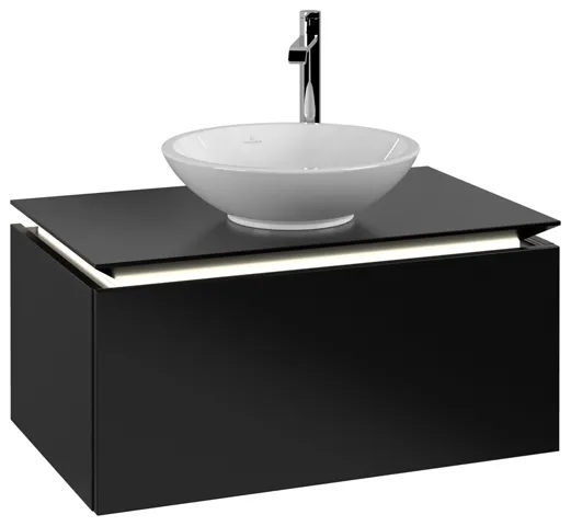 Villeroy & Boch Waschtischunterschrank „Legato“ für Schrankwaschtisch 800 × 380 × 500 mm Black Matt Lacquer, für Becken mittig