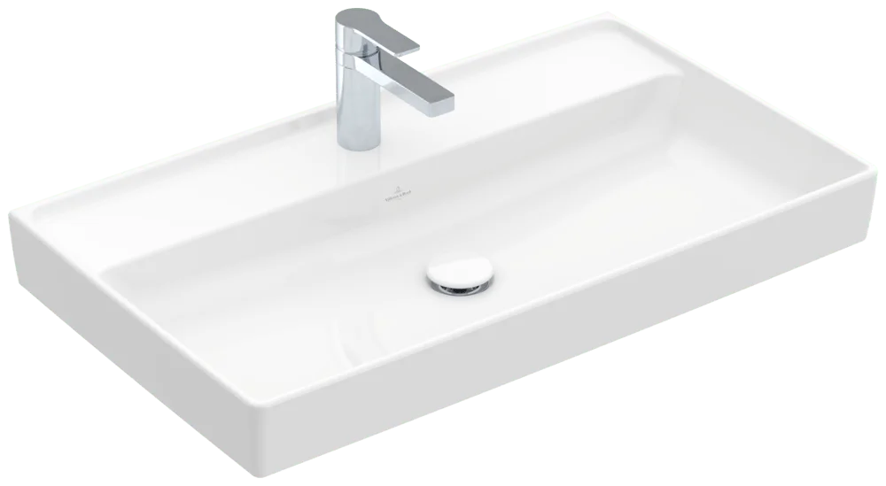 Villeroy & Boch Collaro Schrankwaschtisch, 800x465x160 mm, weiß Alpin CeramicPlus, TitanCeram, glänzend, 3-Loch-Armatur