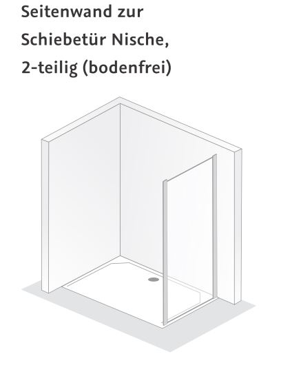 HSK teilgerahmte Seitenwand 2-teilig bodenfrei „Solida“ Glas Linea 02, Profile Alu Silber-matt, für #Türbreite#, H: 2000 mm HSK teilgerahmte Seitenwand 2-teilig bodenfrei „Solida“ Glas Linea 02, Profile Alu Silber-matt, für #Türbreite#, H: 2000 mm