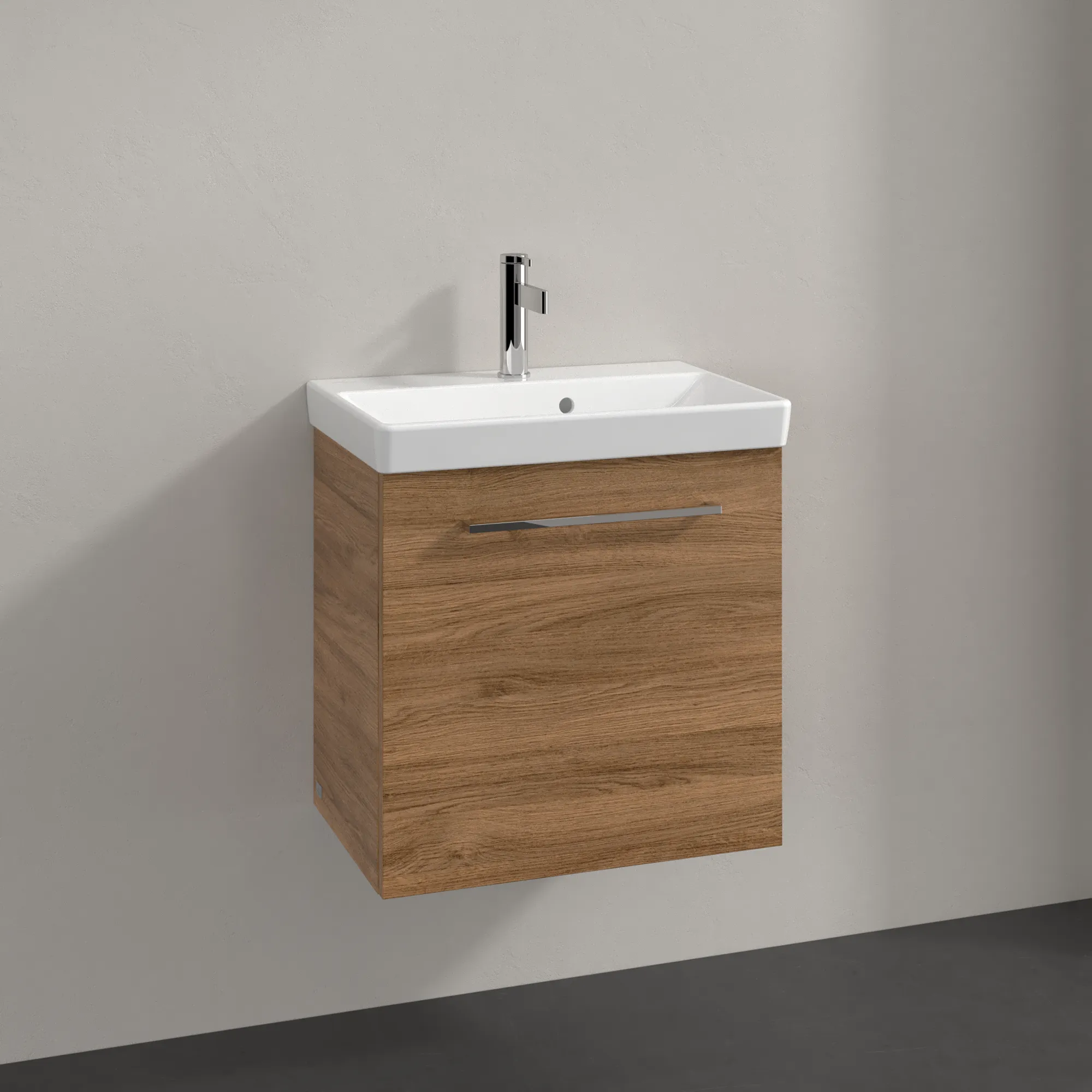 Villeroy & Boch Waschtischunterschrank mit Tür „Avento“ für Schrankwaschtisch 530 × 514 × 352 mm Kansas Oak, Anschlag rechts, Soft Closing, 1 Tür
