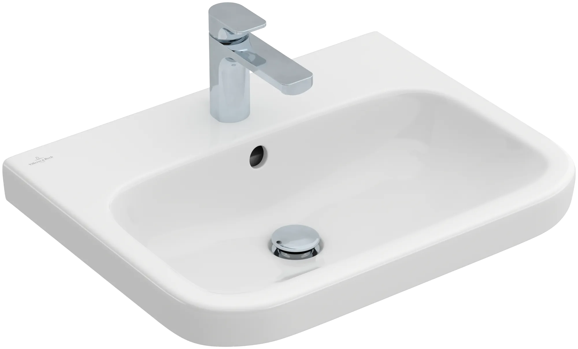 Villeroy & Boch Waschbecken geschliffen „Architectura“ 600 × 470 × 180 mm, ohne Hahnlochbohrung, mit Hahnlochbank, Hahnlochposition mittig