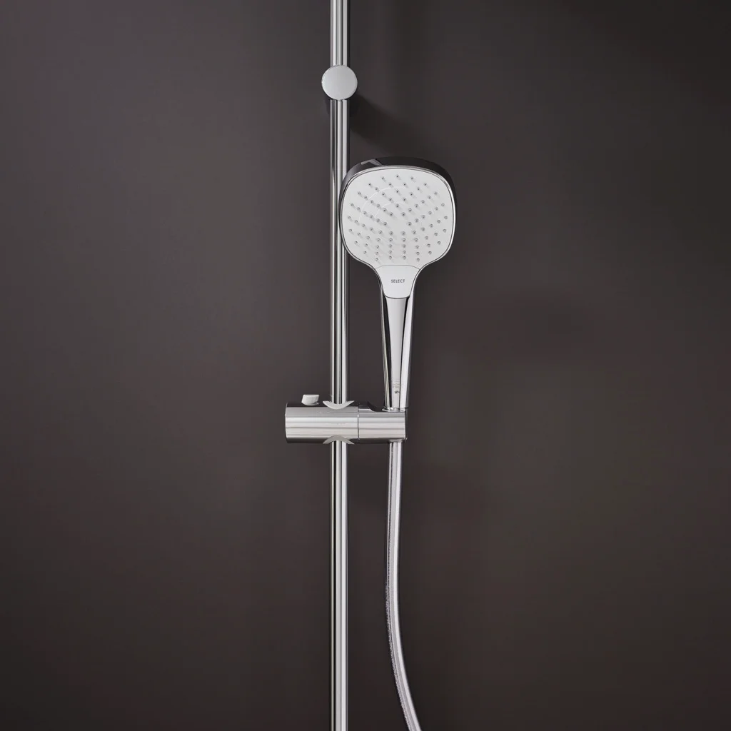Hansgrohe Handbrause Croma Select E Vario EcoSmart, weiß/chrom, 110 mm Brausekopfgröße, Rain/TurboRain/IntenseRain Strahlarten, QuickClean, max. Durchfluss 8 l/min bei 3 bar