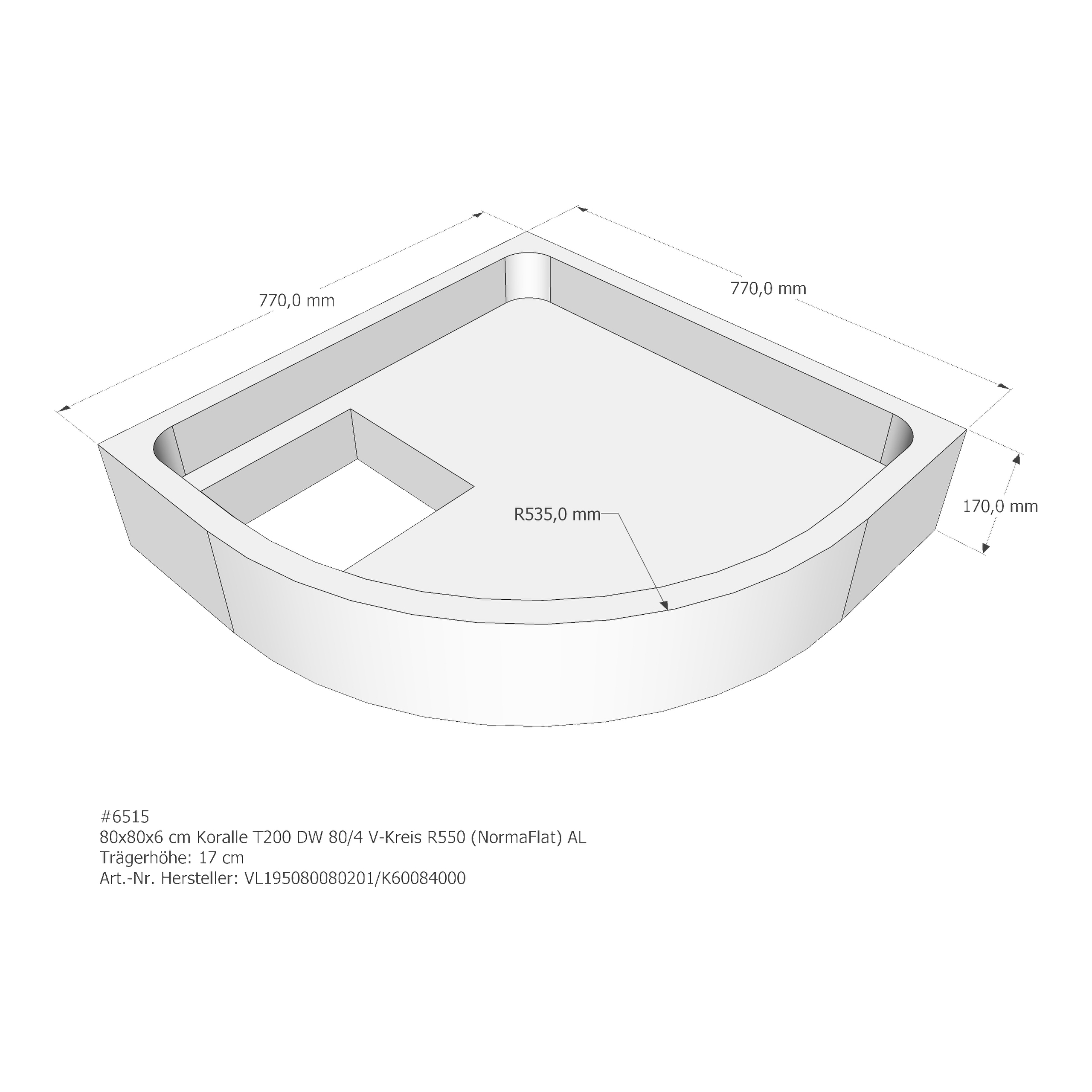 Duschwannenträger für Koralle T200 DW 80/4 (Norma) 80 × 80 × 6 cm Duschwannenträger für Koralle T200 DW 80/4 (Norma) 80 × 80 × 6 cm